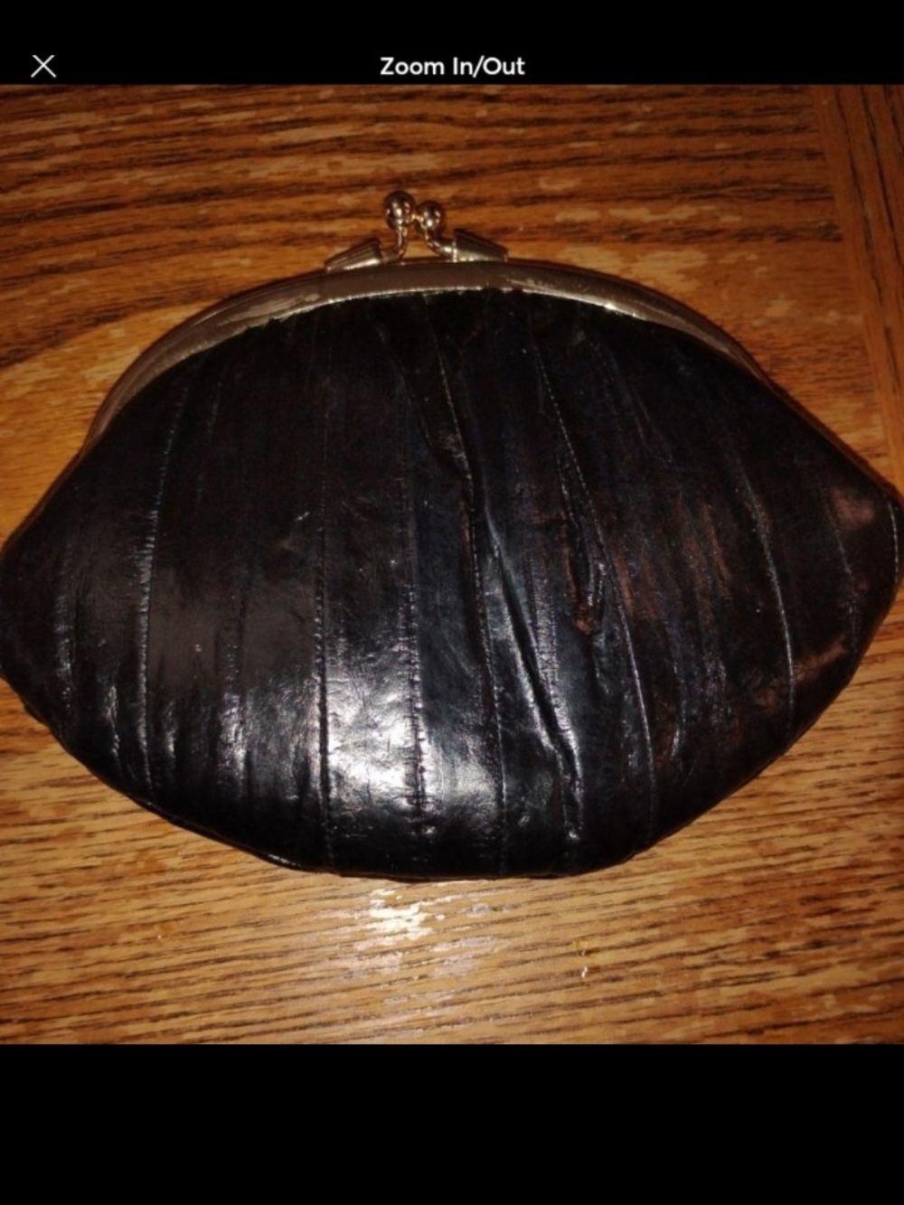 Vintage Black EELskin Double  Kiss-Lock Coin Purse - Vintage